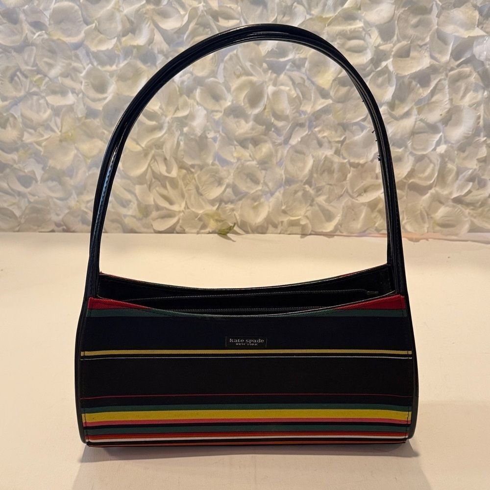 Kate Spade vintage Black with Multicolor Stripes Shoulder Bag